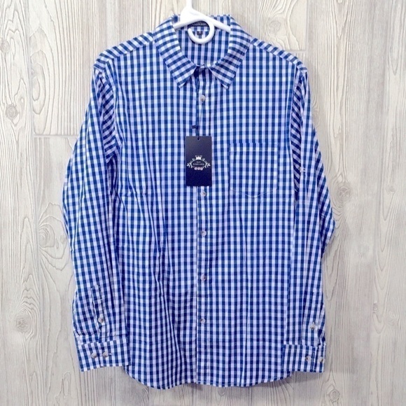 The Fashion Design Mens Blue & White Checkered Button Down Shirt Size Small - Picture 1 of 9